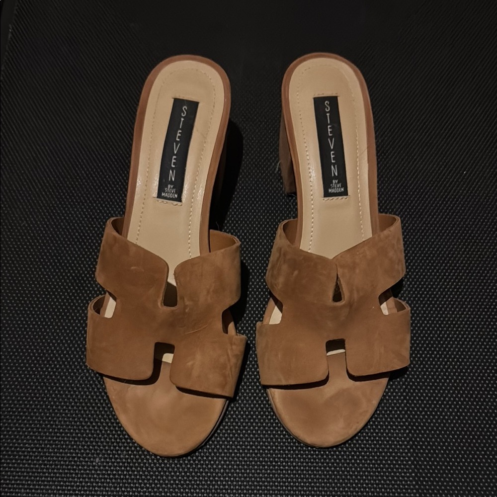 Steven By Steve Madden Brown Suede Slide Sandals